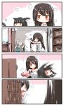  &gt;_&lt; 3girls 4koma animal_ear_fluff animal_ears ark_royal_(azur_lane) azur_lane bangs basket black_hair blunt_bangs blush_stickers breasts brown_eyes brown_hair collarbone comic commentary crossover eyebrows_visible_through_hair eyes_closed fox_ears hair_between_eyes hair_dryer highres holding indoors kantai_collection kneeling long_hair medium_breasts multiple_girls nagato_(azur_lane) nagato_(kantai_collection) naked_towel namesake open_mouth orange_eyes parted_lips profile sitting steam towel very_long_hair yagami_kamiya 