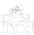  animal_genitalia blush butt canid canine canis cute_smile diacordst_(artist) domestic_dog famale female fur hi_res male male/female mammal nude paw_patrol paws penis preview sketch skye_(paw_patrol) smile sofa tongue zuma_(paw_patrol) 