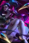  1girl all_fours anus ass bare_shoulders blue_hair blue_skin blush breasts cian_yo claws clitoris_piercing earrings high_heels jewelry lipstick looking_at_viewer looking_back makeup no_panties open_mouth overwatch piercing ponytail pussy sideboob tattoo thigh_tattoo widowmaker_(overwatch) 