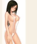  black_hair blush breasts brown_eyes covered_nipples final_fantasy final_fantasy_vii final_fantasy_vii_advent_children large_breasts long_hair sideboob slingshot_swimsuit solo suhara_(protea) swimsuit tifa_lockhart 