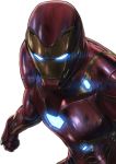  1boy arc_reactor armor avengers bodysuit glowing glowing_eyes helmet highres iron_man light_particles looking_at_viewer male_focus marvel mecha power_armor power_suit science_fiction solo superhero tony_stark upper_body v_r_dragon01 weapon 