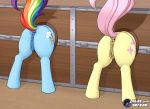  2019 animal_genitalia animal_pussy anus blue_bender butt cutie_mark digital_media_(artwork) duo earth_pony equid equine equine_pussy female feral fluttershy_(mlp) friendship_is_magic glory_hole hi_res horse mammal my_little_pony pony public_use pussy rainbow_dash_(mlp) through_wall 