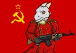  ak-47 anthro assault_rifle clothed clothing command_and_conquer dragon gun male ranged_weapon red_alert rifle russian scalie soldier solo soviet_union weapon 