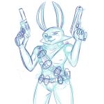  1:1 absurd_res damian5320 gun handgun hi_res lagomorph leporid magnum mammal pecs rabbit ranged_weapon sketch weapon 