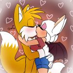  &lt;3 1:1 2_tails animated big_breasts blush breasts butt butt_grab canid canine chiropteran clothed clothing eyes_closed female fox fully_clothed hand_on_butt kissing krazyelf male mammal miles_prower multi_tail rouge_the_bat shorts signature sonic_(series) wings 
