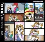  amusement_park barefoot blonde_hair blush canid canine canis clothing comic dating domestic_dog eyes_closed female food footwear gabshiba hair kissing laugh male male/female mammal overalls scarf shiba_inu shoes smile spitz sushi sweat sweatdrop wedding winter 