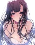  1girl ane_naru_mono black_hair breasts chiyo_(ane_naru_mono) cleavage highres large_breasts long_hair looking_at_viewer pochi_(pochi-goya) purple_eyes tagme 