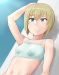  1girl blonde_hair blue_eyes blush breasts erect_nipples erica_hartmann looking_at_viewer nikku_(nzaf5832) small_breasts smile solo strike_witches world_witches_series 