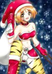  1girl breasts breath_of_fire breath_of_fire_ii cat_tail christmas facial_mark fang furry gloves hat holding holding_sack orange_hair pussy rinpoo_chuan sack santa_costume santa_hat tail tiger_stripes 