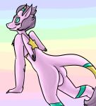  2019 4_eyes alien alternate_species anthro anus arm_tuft backsack balls barely_visible_genitalia bent_over betlv blue_eyes butt cartoon_network chest_tuft claws digital_drawing_(artwork) digital_media_(artwork) digitigrade dragon feathered_wings feathers fur furred_dragon furrification fusion gem gem_(species) hair hi_res horn invalid_background invalid_tag looking_at_viewer looking_back male multi_eye nude penis perineum pink_body pink_fur presenting presenting_hindquarters purple_hair purple_tuft rainbow_quartz_2.0_(steven_universe) raised_tail shaded short_hair simple_background smile solo standing star steven_universe tail_tuft tuft wings 