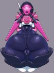  1girl android anus ass bent_over censored highres motoroid_pinkle_(polynian) pinkle_(polynian) pochincoff pussy robot robot_neoanthropinae_polynian simple_background thighhighs twintails 