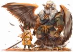  2019 anthro avian beak bird blood canid canine canis duo feathered_wings feathers holding_object holding_weapon katana looking_at_viewer male mammal melee_weapon owl rabbity sekiro sword weapon wings wolf 