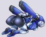  1girl android anus ass bent_over blazermate blue_eyes blush female looking_at_viewer medarot no_humans pochincoff pussy robot solo spread_anus uncensored 