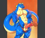  anthro balls beckoning clothing erection gesture hi_res humanoid_penis javkiller looking_at_viewer male muscular muscular_male penis scalie scar solo standing tongue tongue_out underwear underwear_down vein 