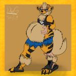 1:1 anthro arcanine canid canine clothing dragonwithgames gain hi_res male mammal nintendo obese overweight pok&eacute;mon pok&eacute;mon_(species) simple_background species_transformation surprise transformation video_games weight_gain weights 