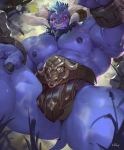  2019 alistar_(lol) anthro biceps black_hair bovid bovine butt clothing digital_media_(artwork) european_mythology facial_piercing fur greek_mythology hair league_of_legends looking_at_viewer male mammal minotaur muscular muscular_male mythology nipples nose_piercing nose_ring nude null-ghost pecs piercing red_eyes riot_games solo video_games 