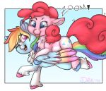 2019 absurd_res cutie_mark duo earth_pony equid equine female feral friendship_is_magic hi_res hooves horse mammal my_little_pony open_mouth pinkie_pie_(mlp) pony pterippus rainbow_dash_(mlp) tongue tongue_out toodledipsy 