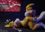 2019 3d_(artwork) anthro areola bacn balls big_breasts blue_eyes blush breasts canid canine cum cum_in_pussy cum_inside cumshot dickgirl dickgirl/female digimon digimon_(species) digital_media_(artwork) duo ejaculation erection female female_penetrated fur humanoid_penis impregnation internal intersex intersex/female lying mammal missionary_position nipples nude on_back orgasm ovum penetration penis pussy renamon sex simple_background sperm_cell spread_legs spreading surprise thick_thighs vaginal vaginal_penetration yellow_fur 