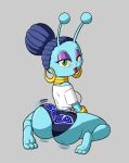  1girl alien antennae ass blue_skin bluebreed breasts earrings feet female green_eyes highres huge_ass jewelry latisha looking_at_viewer looking_back sega solo thick_thighs thighs toejam_&amp;_earl underwear wide_hips 