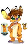  2016 4_fingers 4_toes alien antennae_(anatomy) brown_hair chest_markings chest_tuft claws digital_drawing_(artwork) digital_media_(artwork) dipstick_ears disney experiment_(species) eyelashes fan_character fur green_eyes hair hand_on_hip hi_res lilo_and_stitch markings multicolored_ears notched_ear open_mouth orange_fur purple_claws purple_mouth purple_nose purple_tongue simple_background skeleion solo standing toe_claws toes tongue tuft white_background 
