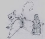  anthro anus dildo female gaping gaping_anus hi_res large_penetration leaking lube lying mammal mouse murid murine penetration pussy rodent sex_toy simple_background sketch solo stretched_anus yang_(artist) 