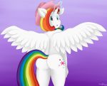  butt cutie_mark equid female hi_res horn looking_back mammal marukomuru my_little_pony solo winged_unicorn wings 