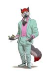  2019 5_fingers anthro canid canine clothed clothing digital_media_(artwork) fur furrybob hair hi_res male mammal simple_background solo white_background 