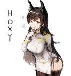  +++ 1girl :d aiguillette animal_ears arm_behind_back atago_(azur_lane) azur_lane bangs black_hair black_legwear broche_(timpet) buttons cowboy_shot dog_ears extra_ears eyebrows_visible_through_hair furrowed_eyebrows garter_straps gloves hand_up highres laughing long_hair long_sleeves military military_uniform mole mole_under_eye open_mouth orange_eyes side_slit simple_background smile solo swept_bangs teeth thighhighs turtleneck uniform white_background white_gloves zettai_ryouiki 