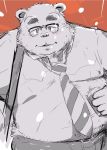  2018 anthro belly blush clothing eyewear glasses humanoid_hands male mammal necktie overweight overweight_male pants shirt solo tachiuo ursid 