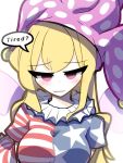  american_flag_dress blonde_hair breasts clownpiece fairy fairy_wings hat jester_cap kaliningradg long_hair looking_at_viewer medium_breasts pink_eyes touhou wings 