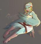  anthro avian bird clothed clothing female ghostli looking_at_viewer nintendo rito simple_background smile solo the_legend_of_zelda video_games watermark 