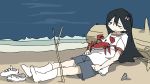  1girl black_hair crab highres mushroom shimeji_simulation shoes_removed shorts socks tsukishima_shijima tsukumizu_yuu 