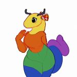  1:1 antennae_(anatomy) anthro arthropod beanie_babies breasts featureless_breasts female fivel inchworm insect plushie rainbow sketch slightly_chubby solo tag toy worm 
