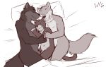  age_difference animal_genitalia animal_penis anthro canid canine canine_penis canis cub cuddling felid flaccid foreskin hi_res iztli male mammal nude penis penis_tip sleeping uncut wolf young 