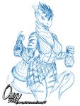  2019 alcohol anthro beverage female fish fishnet marine muscular muscular_female omny87 shark sketch solo 
