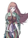  1girl bodysuit breasts closed_mouth commentary_request helmet highres ken_marinaris long_hair looking_at_viewer o_sho pilot_suit pink_bodysuit pink_hair simple_background solo standing very_long_hair white_background zone_of_the_enders zone_of_the_enders_2 