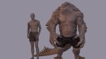  16:9 3d_(artwork) anthro clothed clothing croc digital_media_(artwork) duo human korboryn male mammal model_sheet muscular muscular_male scalie size_difference standing topless 