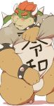  2019 anthro belly blush bowser bulge clothing fundoshi humanoid_hands japanese_clothing japanese_text koopa male mario_bros nintendo overweight overweight_male scalie solo text underwear video_games yoshizaurusu_n 