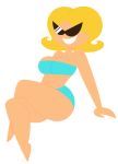  1girl big_breasts bikini blonde_hair breasts crossed_legs female female_focus jonathancandraw knick_knack lineless_art pixar smile sunglasses sunny_miami_girl thick_thighs thighs 