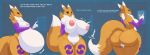  absurd_res anthro arm_warmers armwear asaneman big_butt black_sclera blush breasts butt clothing death digestion digimon digimon_(species) dipstick_tail female fur hi_res multicolored_tail nipples renamon smile stomach_noises thick_thighs voluptuous vore weight_gain wide_hips yellow_fur 