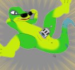  absurd_res anthro anus belly crossgender cuntboy exposed_genitals eyewear gecko gex_(series) gex_the_gecko hi_res intersex invalid_tag justybusty laid_back lizard nude open_mouth penetration pussy reptile scalie signature simple_background solo spread_legs spreading sunglasses vaginal video_games 