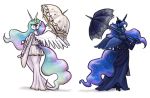  clothing crown dress duo equid friendship_is_magic hi_res horn king-kakapo mammal my_little_pony princess_celestia_(mlp) princess_luna_(mlp) tiara umbrella unicorn 