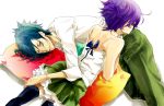  1boy 1girl blue_hair chrome_dokuro dress katekyo_hitman_reborn! purple_hair rokudou_mukuro short_hair skirt white_background 