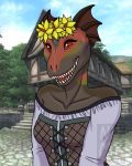  anthro argonian bethesda_softworks clothed clothing dar-ma female hi_res notundermybed oblivion open_mouth red_eyes scalie smile solo the_elder_scrolls video_games 