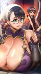  1boy 1girl breasts cattleya glasses highres huge_breasts milf official_art queen&#039;s_blade queen&#039;s_blade_unlimited 