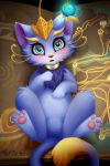  &lt;3 &lt;3_eyes 2019 4_toes blush book chest_tuft collar dipstick_tail domestic_cat edit felid feline felis female fluffy fluffy-box fluffy_tail fur hi_res league_of_legends long_tail looking_at_viewer magic mammal multicolored_tail riot_games solo toes tuft video_games whiskers white_fur yuumi_(lol) 
