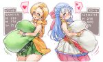  2girls bianca blonde_hair blue_eyes blue_hair breasts dragon_quest dragon_quest_v flora heart huge_breasts jewelry multiple_girls pregnant sachito stats 