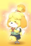  1girl blonde_hair donut doubutsu_no_mori eyes_closed furry nintendo onda_seki shizue_(doubutsu_no_mori) short_hair solo 