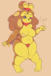  &lt;3 2019 animal_crossing anthro breasts canid canine canis clothed clothing collar digital_media_(artwork) domestic_dog female fur hair hair_bun hi_res isabelle_(animal_crossing) lil_tarap mammal nintendo nipples nude panties shih_tzu simple_background slightly_chubby solo thick_thighs topless toy_dog underwear video_games 