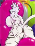  absurd_res animate_inanimate anthro big_breasts breasts curvaceous equid equine female hi_res huge_breasts inflatable living_balloon living_inflatable mammal nude pussy smile solo thick_thighs tridark zebra 